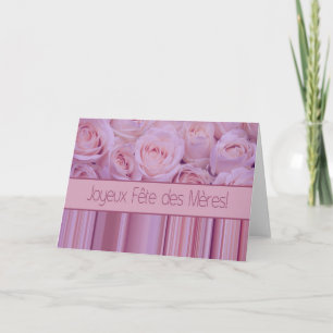 Carte Fête des Mères Roses français & rayures Fête des M