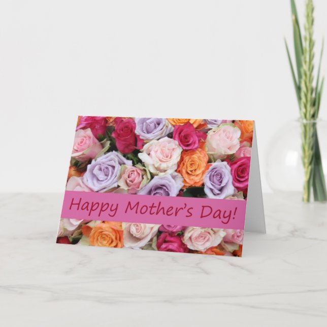 Carte fête des mères roses mixtes (Devant)
