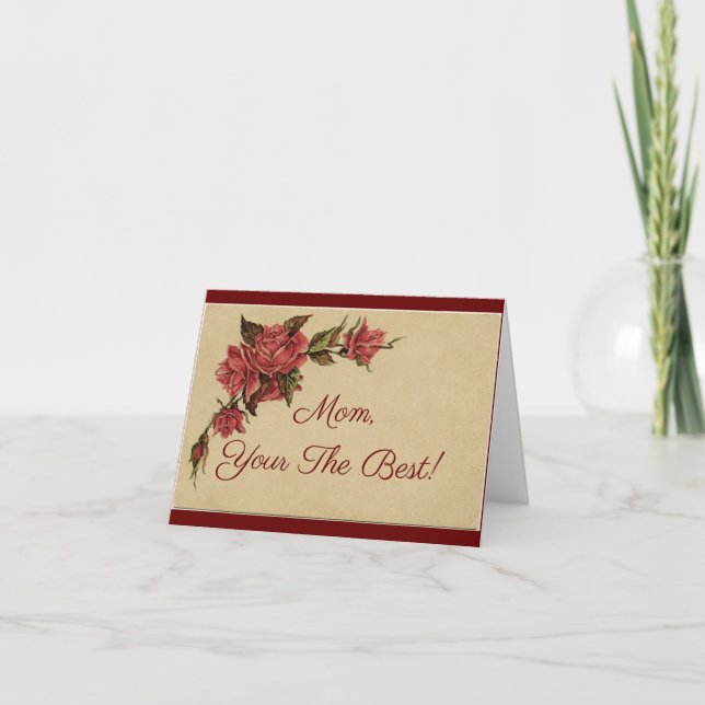 Carte Fête des mères Roses vintages (Devant)