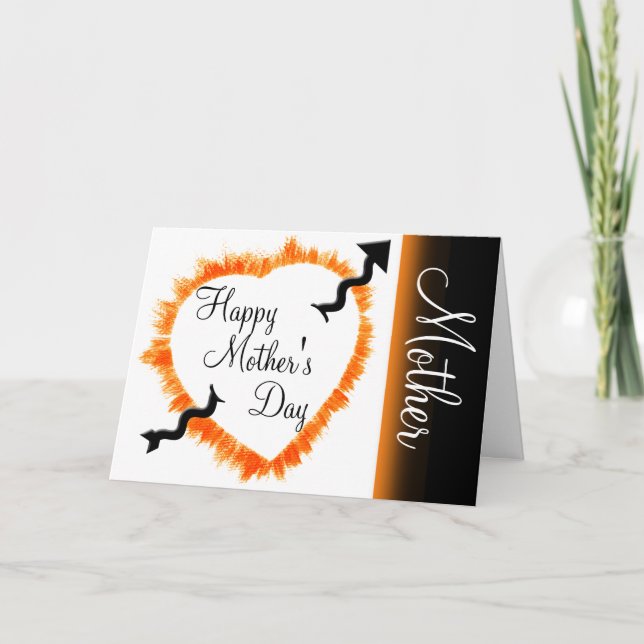 Carte Fête des Mères Rustique Hollow Orange Heart Outlin (Devant)