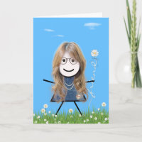Fête des mères Stick Girl avec bouquet d'amie à la