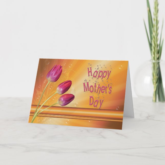 Carte Fête des mères, tulipes pleines de soleil (Devant)