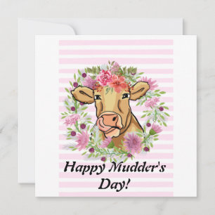 Carte Fête des Mères Vache drôle mignonne personnalisée 