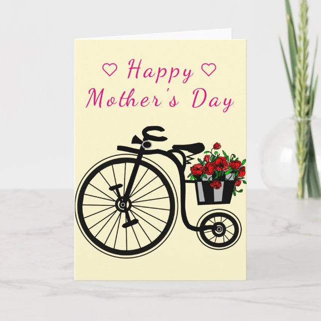 Carte Fête des Mères Vélo Fleurs - Peinture (Devant)