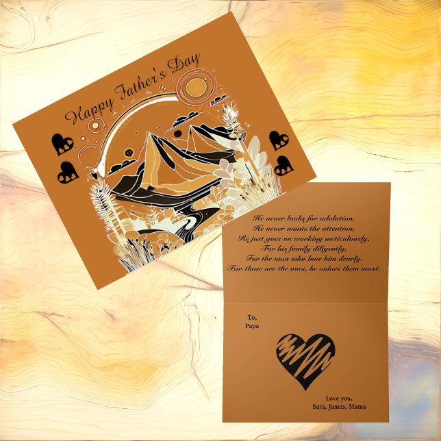 Carte Fête des pères Abstraite de la forêt paysagère d'A (Abstract Art Mountain Landscape Forest Fathers Day Card)