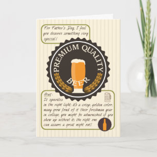 Carte Fête des pères amusante, Étiquette de bière rétro,