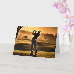 Carte Fête des pères avec Golfeur sur terrain de golf Sw