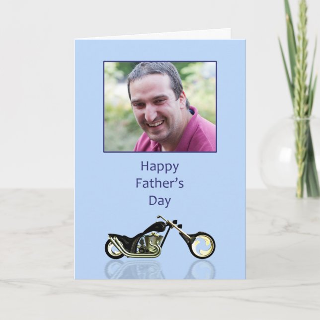 Carte Fête des pères avec photo et moto (Devant)