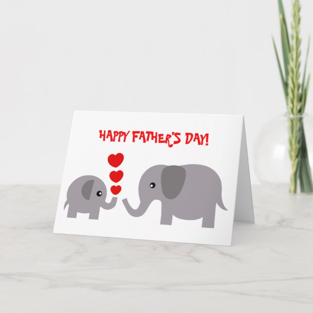 Carte fête des pères Bébé et papa éléphant (Devant)