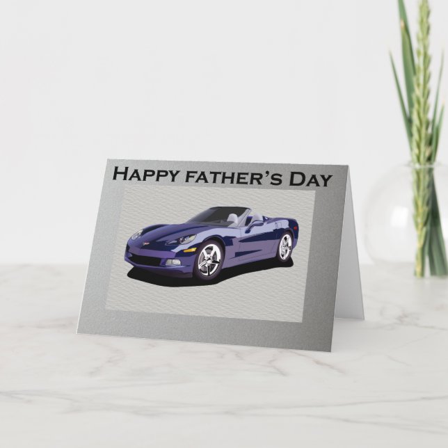 Carte Fête des pères Blue Convertible Sports Car (Devant)