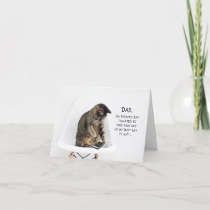 Carte Fête des pères Chat au téléphone de la fille