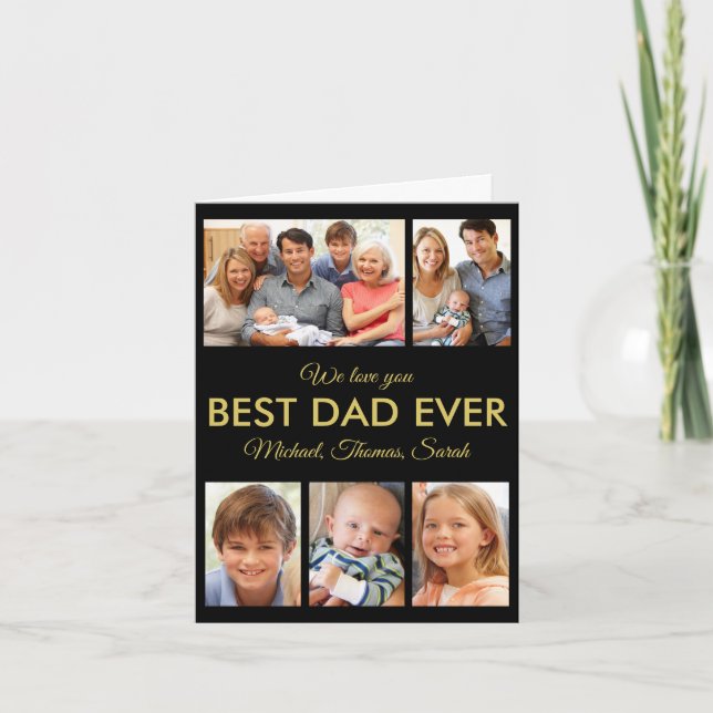 Carte Fête des pères Collage photo de meilleur papa (Devant)