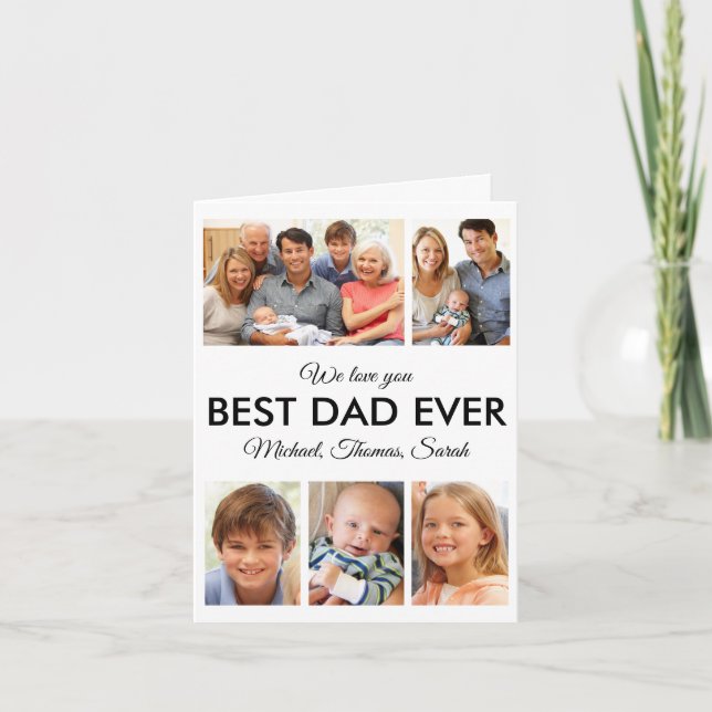 Carte Fête des pères Collage photo de meilleur papa (Devant)
