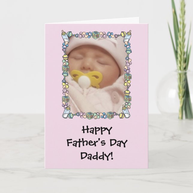 Carte fête des pères de Baby - rose (Devant)