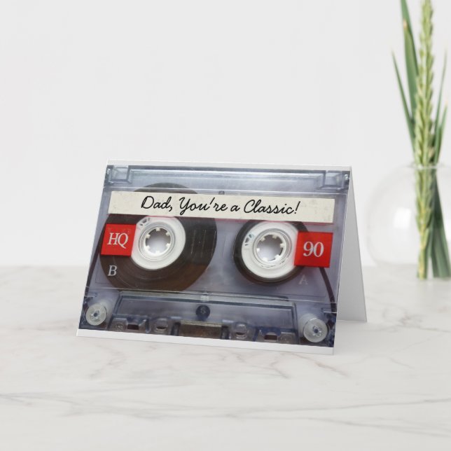 Carte Fête des pères de bande de cassette personnalisée  (Devant)