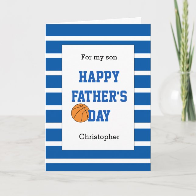 Carte Fête des pères de basket-ball bleu pour mon fils (Devant)