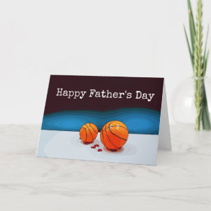 Carte Fête des pères de basket-ball père et son aquarell