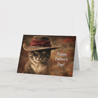 Carte Fête des Pères de chat drôle et mignon Country 