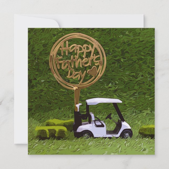 Carte Fête des pères de golf avec voiturette de golf et  (Devant)