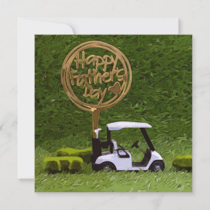 Carte Fête des pères de golf avec voiturette de golf et