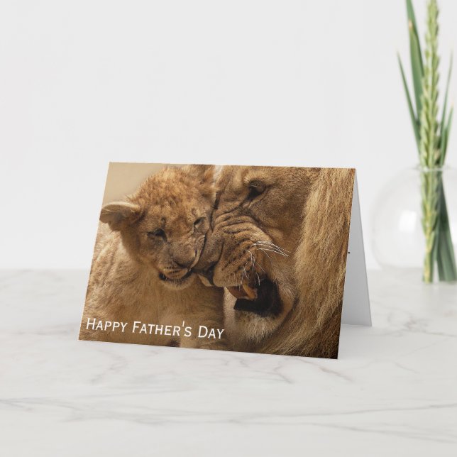 Carte Fête des pères de lion et d'oeuf (Devant)