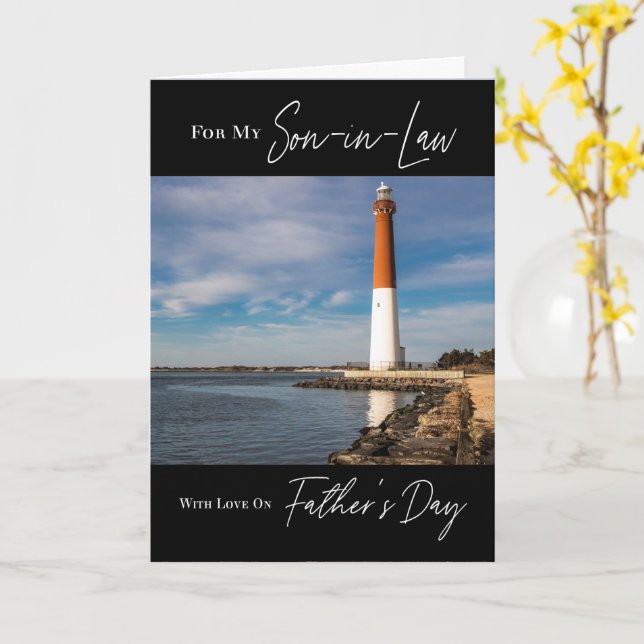 Carte Fête des pères de paysage de phare pour gendre (Fleur jaune)
