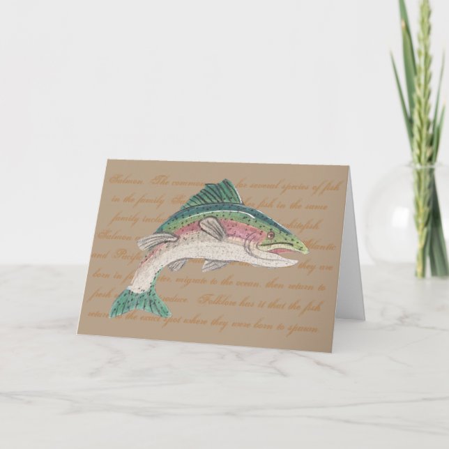Carte Fête des pères de pêche à la truite saumon (Devant)