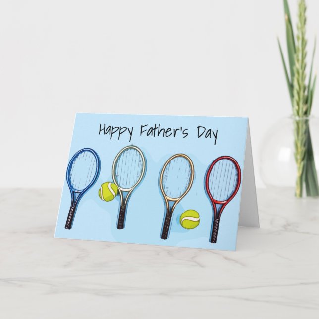 Carte Fête des pères de tennis avec balle et raquette su (Devant)