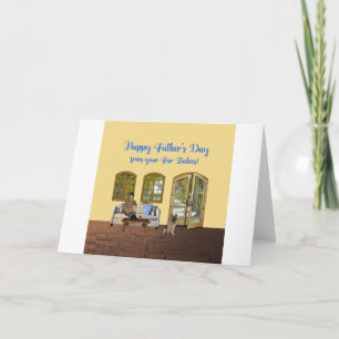 Carte Fête des pères des bébés de fourrure, homme sur le