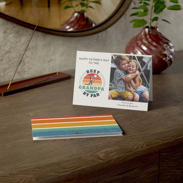 Carte Fête des pères Enfants Photo Grand-père Golf Lover (Best Grandpa By Par Golf Lover Grandfather Photo Greetings Card)