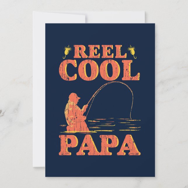 Carte Fête des pères Enfants Photo Pêche Papa Reel Cool  (Devant)