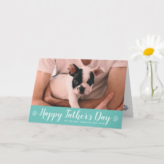 Carte Fête des pères française | Frenchie Chien Papa (Petite plante)