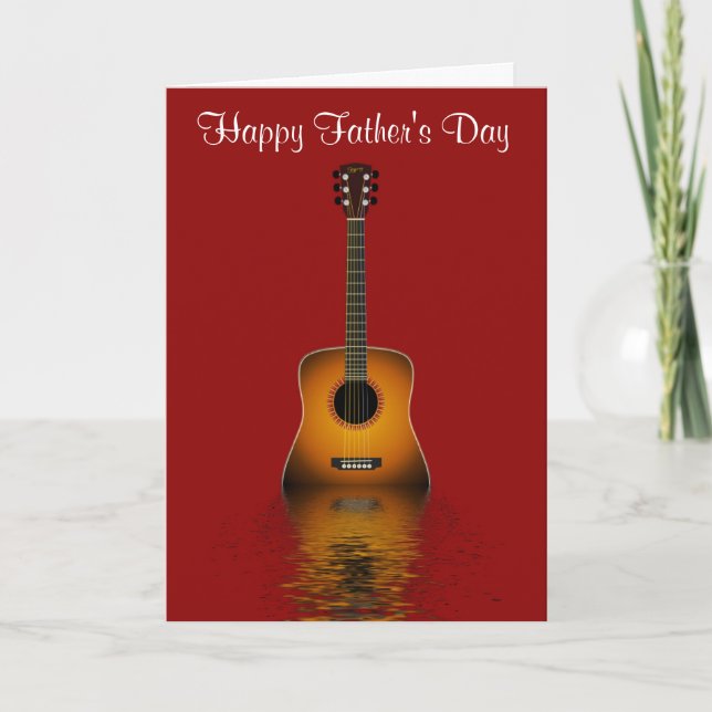 Carte Fête des pères heureuse avec la guitare acoustique (Devant)