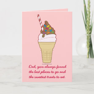 Carte Fête des pères heureuse : Cornet de crème glacée