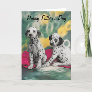 Carte Fête des pères heureuse de chiots dalmatiens