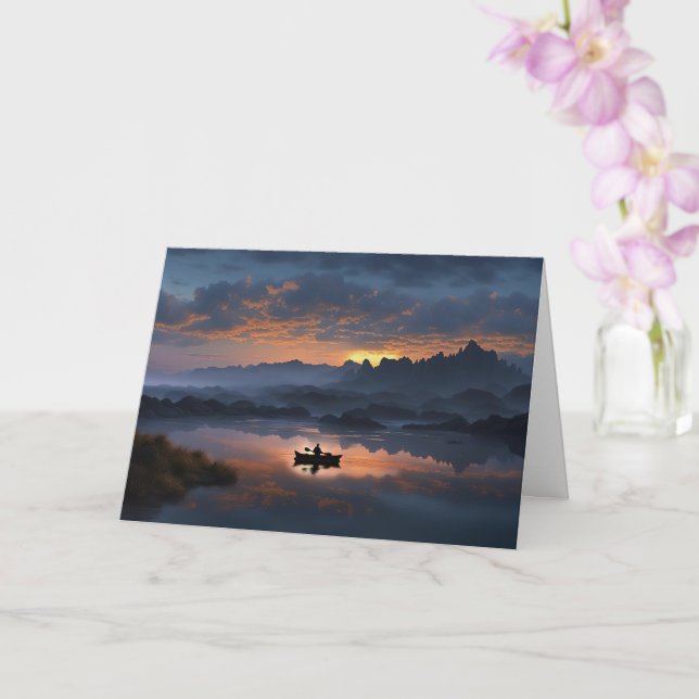 Carte Fête des Pères Kayak et Kayakiste (Orchidée)