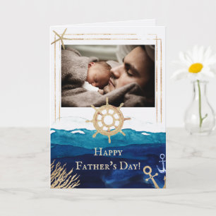 Carte Fête des pères marine avec photo