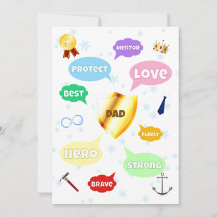 Carte Fête des pères Meilleur Papa Mot Nuages King Crown