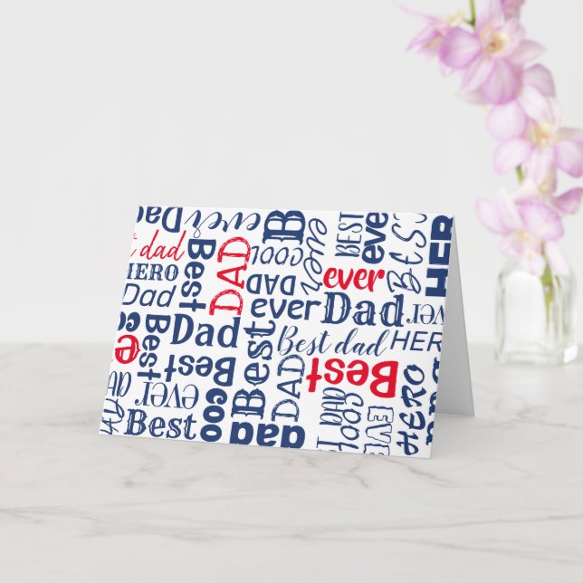 Carte Fête des pères Meilleur papa typographie Rouge bla (Orchidée)