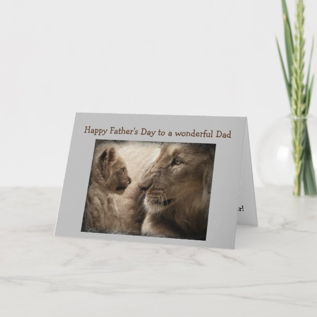 Carte Fête des pères Meilleur père Jamais Lion Cat Anima (Devant)