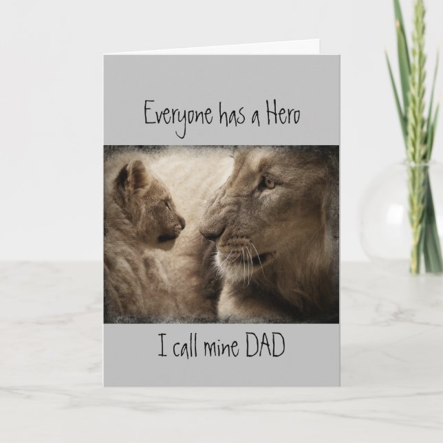Carte Fête des pères mignonne, papa mon héros, famille L (Devant)