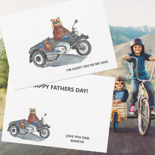 Carte Fête des Pères Moto avec Side-car Ours
