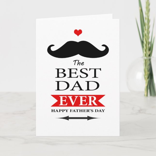 Carte Fête des pères Moustache meilleur papa jamais (Devant)