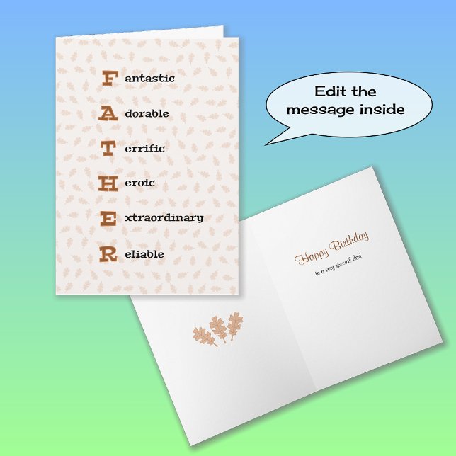 Carte Fête des pères ou texte d'anniversaire chêne feuil (Créateur téléchargé)