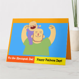 Carte Fête des pères papa fort Amour le plus fort