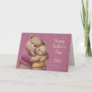 Carte Fête des pères Papa Maman Cute Bear Hugs Card