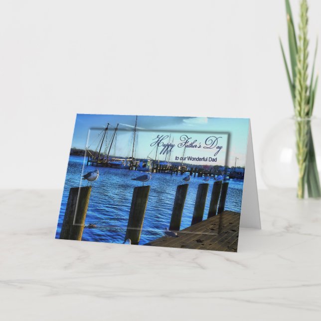 CARTE FÊTE DES PÈRES - PAPA - MARINA/SEAGULLS (Devant)