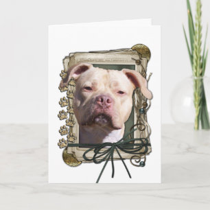 Carte Fête des pères - pattes en pierre - Pitbull -