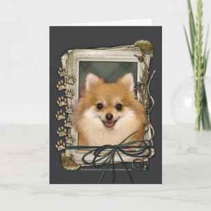 Carte Fête des pères - pattes en pierre - Pomeranian