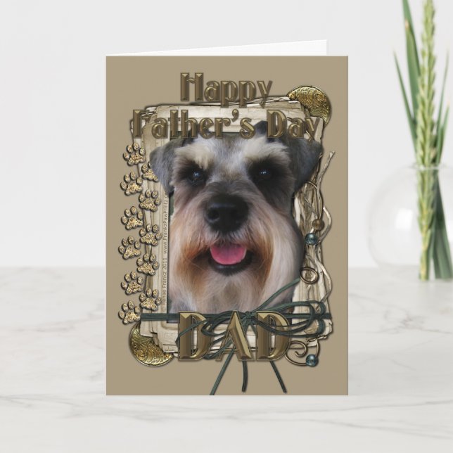 Carte Fête des pères - pattes en pierre - Schnauzer (Devant)